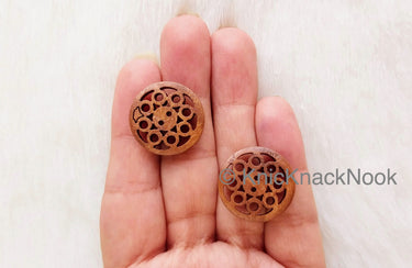 Filigree Brown Round Wood Buttons